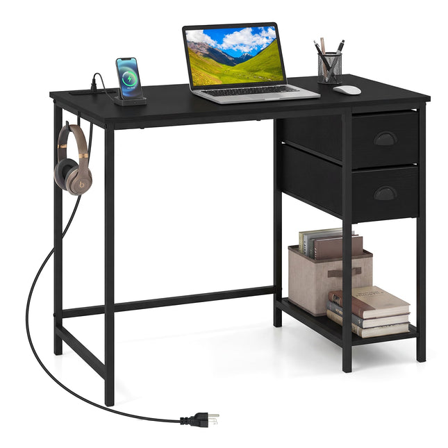 Dreamade 38" Home Office Desk with Charging Station