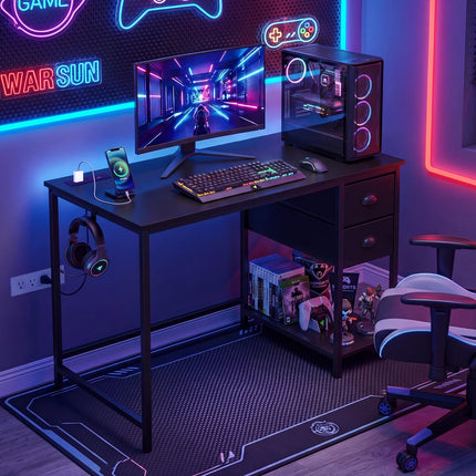 Dreamade 38" Home Office Desk with Charging Station