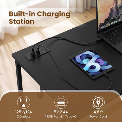 Dreamade 38" Home Office Desk with Charging Station