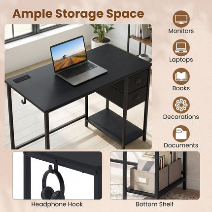 Dreamade 38" Home Office Desk with Charging Station