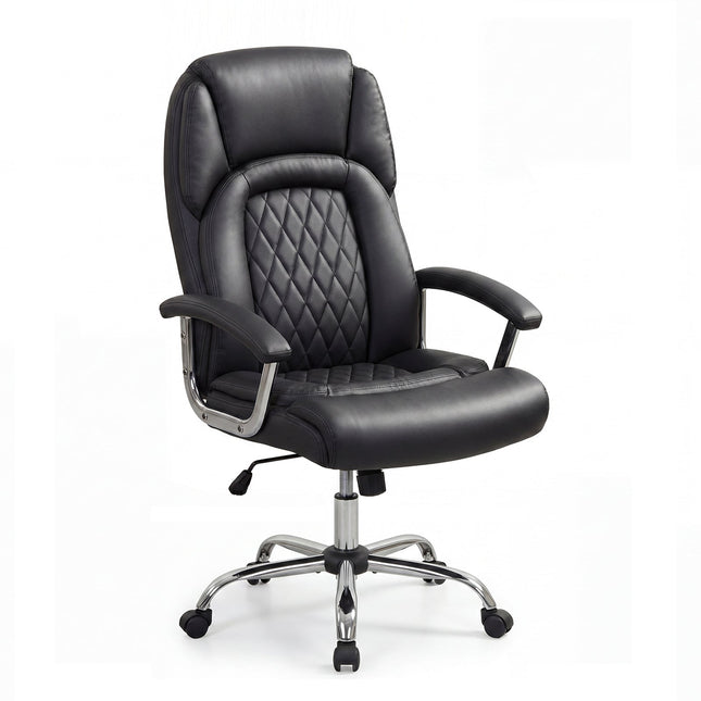 Dreamade Ergonomic Leather Office Chair – Adjustable Swivel Executive Desk Chair with Armrests & Rocking Backrest