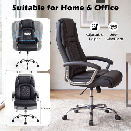 Dreamade Ergonomic Leather Office Chair – Adjustable Swivel Executive Desk Chair with Armrests & Rocking Backrest