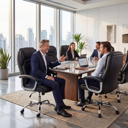Dreamade Ergonomic Leather Office Chair – Adjustable Swivel Executive Desk Chair with Armrests & Rocking Backrest