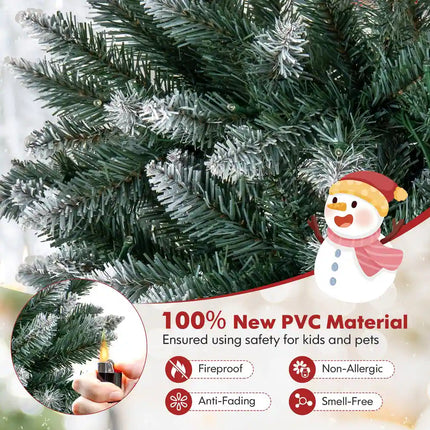 Dreamade 9ft Pre-Lit Artificial Pencil Christmas Tree, Hinged Slim Xmas Tree with 500 Warm-White LED Lights
