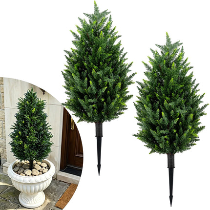 Dreamade 2 Pack Artificial Lavender/Cypress Topiary Trees with Ground Spikes