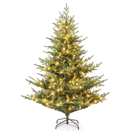 Dreamade 6FT / 7FT Pre-Lit Artificial Christmas Tree with PVC & PE Mixed Branch Tips
