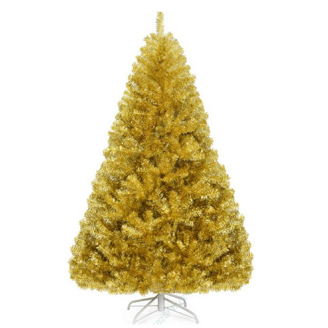 DREAMADE 6 FT Gold Tinsel Christmas Tree, Metallic Artificial Decoration