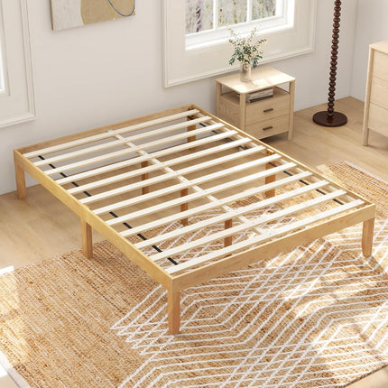 Dreamade 14 Inch Twin Wood Platform Bed Frame, Minimalist Twin Bed Frame with Wooden Slats Support & Rubber Wood Legs