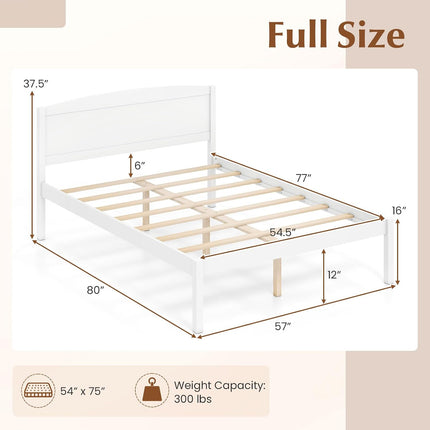 Dreamade Wooden Bed Frame with Curved Headboard, Wood Slat Support | Farmhouse Platform Bed w/Heavy Duty Mattress Foundation