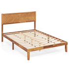 Dreamade Wood Twin Bed/Full Size Bed/Queen Bed Frames with Headboard, Solid Acacia Wood Platform Bed with 12 Strong Wooden Slat Support