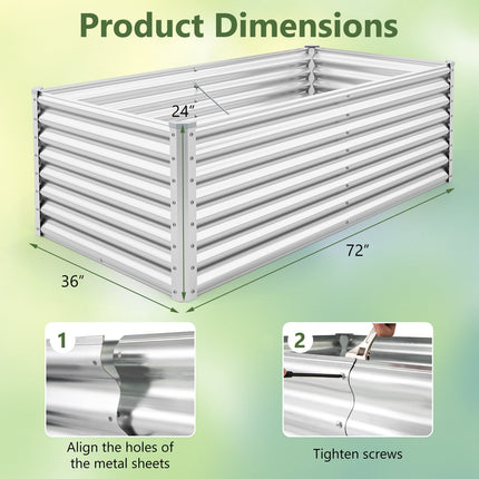 Dreamade 6x3x2ft Steel Planter Raised Bed, Protective Edges, Vegetables, Flowers Fruit Herb