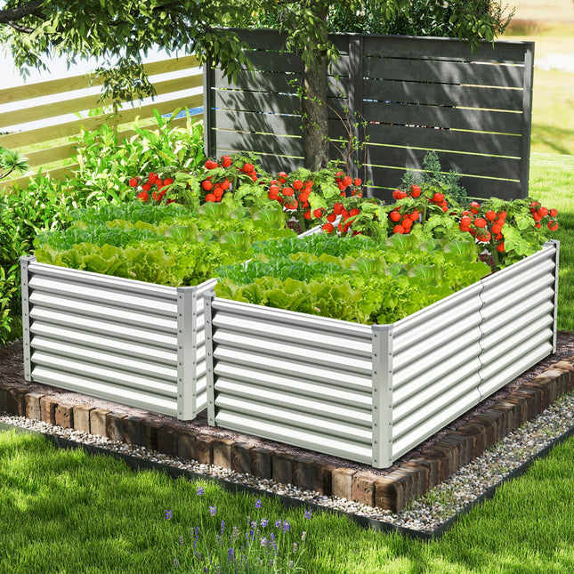 Dreamade 6x3x2ft Steel Planter Raised Bed, Protective Edges, Vegetables, Flowers Fruit Herb