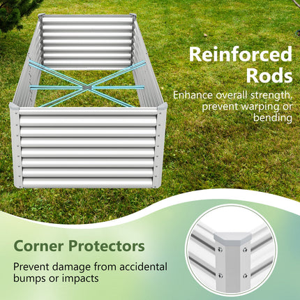 Dreamade 6x3x2ft Steel Planter Raised Bed, Protective Edges, Vegetables, Flowers Fruit Herb