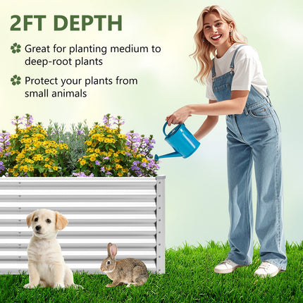 Dreamade 6x3x2ft Steel Planter Raised Bed, Protective Edges, Vegetables, Flowers Fruit Herb