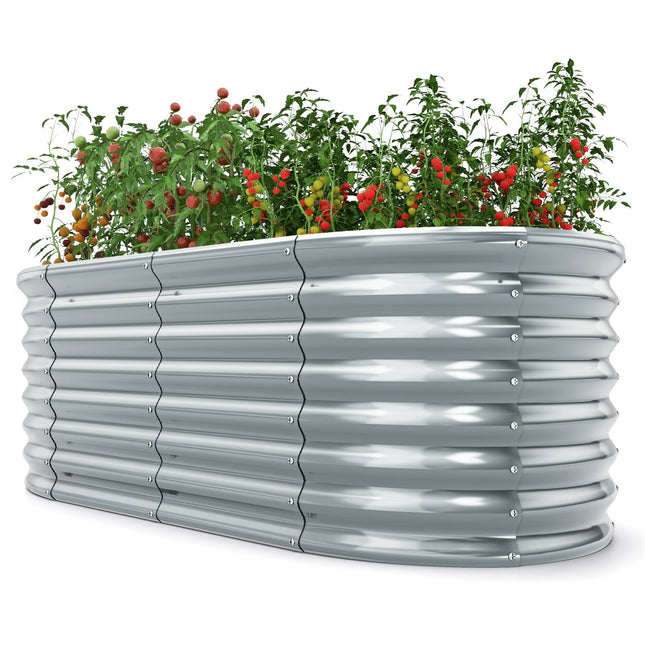 Dreamade Raised Garden Bed, 65” x 32” x 24” Oval Metal Planter Box