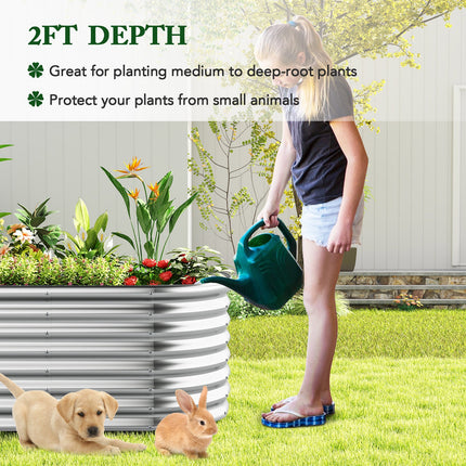 Dreamade Raised Garden Bed, 65” x 32” x 24” Oval Metal Planter Box