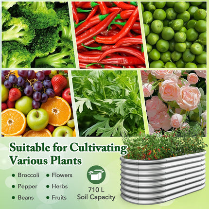 Dreamade Raised Garden Bed, 65” x 32” x 24” Oval Metal Planter Box