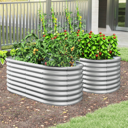 Dreamade Raised Garden Bed, 65” x 32” x 24” Oval Metal Planter Box
