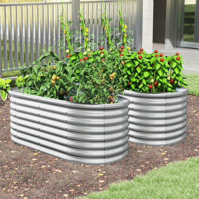 Dreamade Raised Garden Bed, 65” x 32” x 24” Oval Metal Planter Box