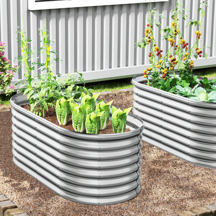 Dreamade Raised Garden Bed, 65” x 32” x 24” Oval Metal Planter Box