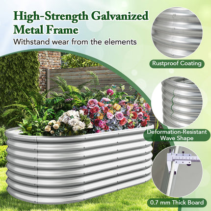 Dreamade Raised Garden Bed, 65” x 32” x 24” Oval Metal Planter Box