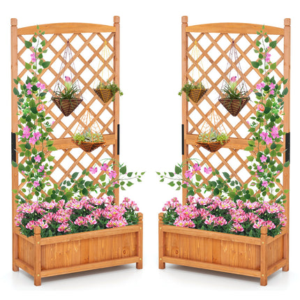 Dreamade 60” Wooden Planter Container with Drainage Holes Trellis