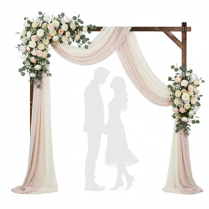 Dreamade Wooden Wedding Arch for Ceremony, 7.2 FT Square Solid Wood Arbor for Wedding Backdrop Stand