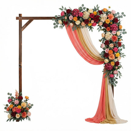Dreamade Wooden Wedding Arch for Ceremony, 7.2 FT Square Solid Wood Arbor for Wedding Backdrop Stand