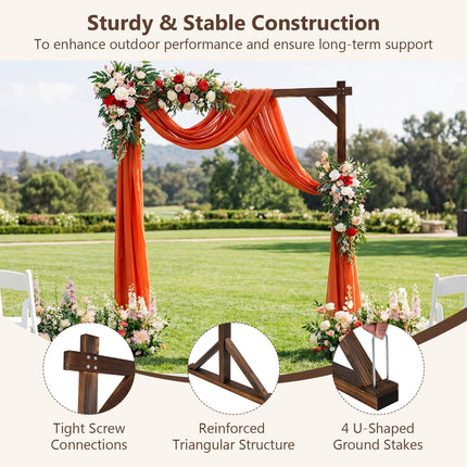 Dreamade Wooden Wedding Arch for Ceremony, 7.2 FT Square Solid Wood Arbor for Wedding Backdrop Stand
