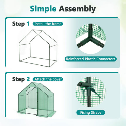 Dreamade 6x3x5.5 FT Mini Walk-in Greenhouse, with Roll-up Zippered Door & Window, Overlong PE Cover