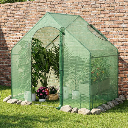 Dreamade 6x3x5.5 FT Mini Walk-in Greenhouse, with Roll-up Zippered Door & Window, Overlong PE Cover