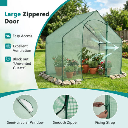Dreamade 6x3x5.5 FT Mini Walk-in Greenhouse, with Roll-up Zippered Door & Window, Overlong PE Cover