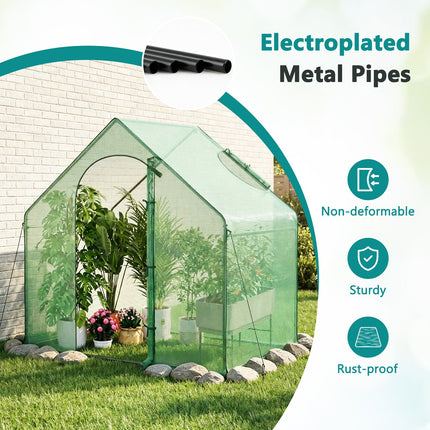 Dreamade 6x3x5.5 FT Mini Walk-in Greenhouse, with Roll-up Zippered Door & Window, Overlong PE Cover