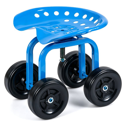 Dreamade Garden Cart, Rolling Workseat with 4 Wheels, Garden Stool 360-degree Swivel Work Seat & Adjustable Heigh