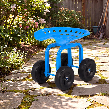 Dreamade Garden Cart, Rolling Workseat with 4 Wheels, Garden Stool 360-degree Swivel Work Seat & Adjustable Heigh