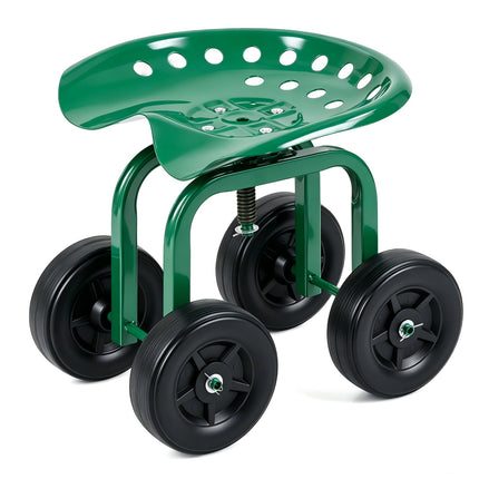 Dreamade Garden Cart, Rolling Workseat with 4 Wheels, Garden Stool 360-degree Swivel Work Seat & Adjustable Heigh