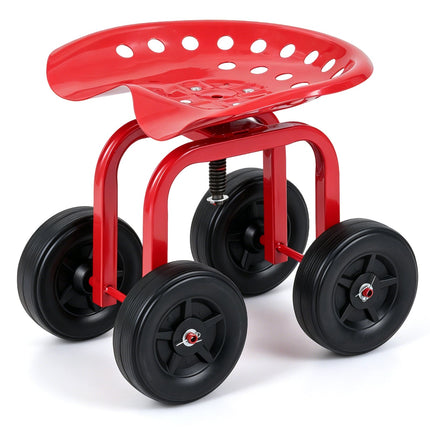 Dreamade Garden Cart, Rolling Workseat with 4 Wheels, Garden Stool 360-degree Swivel Work Seat & Adjustable Heigh