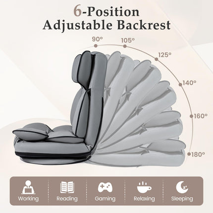 Dreamade 360° Swivel Floor Gaming Chair with 6-Position Adjustable Backrest & Sponge Filling