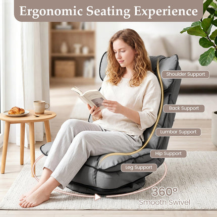Dreamade 360° Swivel Floor Gaming Chair with 6-Position Adjustable Backrest & Sponge Filling