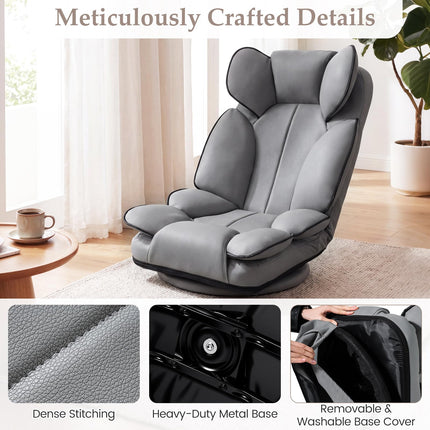 Dreamade 360° Swivel Floor Gaming Chair with 6-Position Adjustable Backrest & Sponge Filling