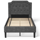 Twin Size Upholstered Bed Base with Button Stitched Headboard