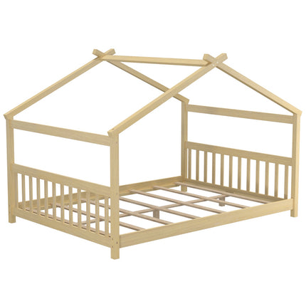Dreamade House Bed Twin, Solid Wood Kids House Bed with Roof