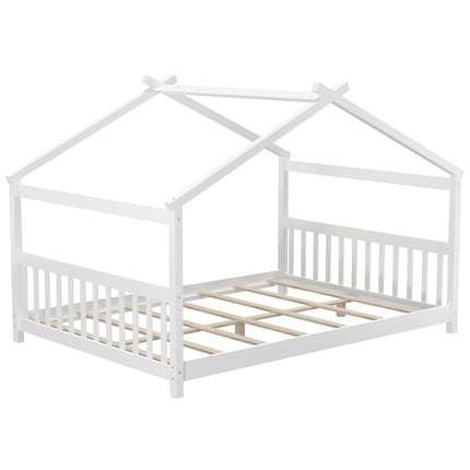Dreamade House Bed Twin, Solid Wood Kids House Bed with Roof