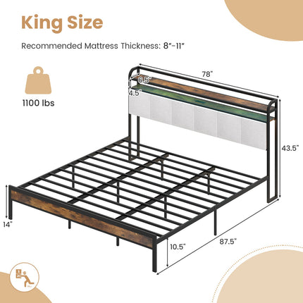 Dreamade King/Queen/Full/Twin Size Bed Frame with Storage Headboard