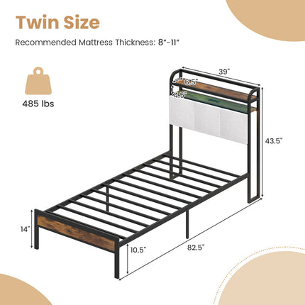 Dreamade King/Queen/Full/Twin Size Bed Frame with Storage Headboard