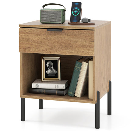 Dreamade Mid Century Modern Nightstand with Charging Station