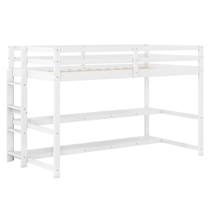 Dreamade Twin Low Loft Bed with Storage Shelves
