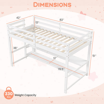 Dreamade Twin Low Loft Bed with Storage Shelves