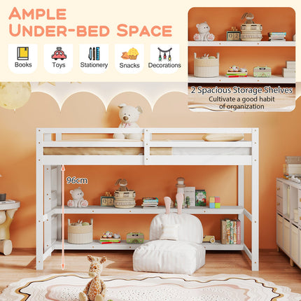 Dreamade Twin Low Loft Bed with Storage Shelves