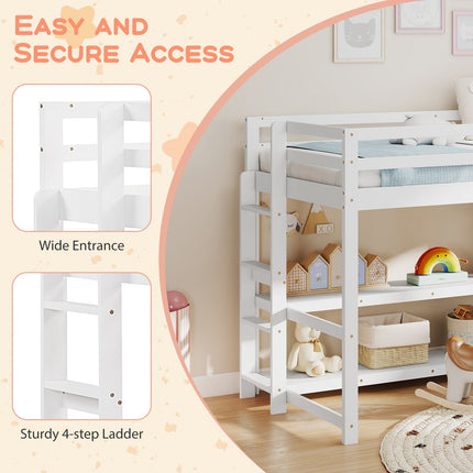 Dreamade Twin Low Loft Bed with Storage Shelves